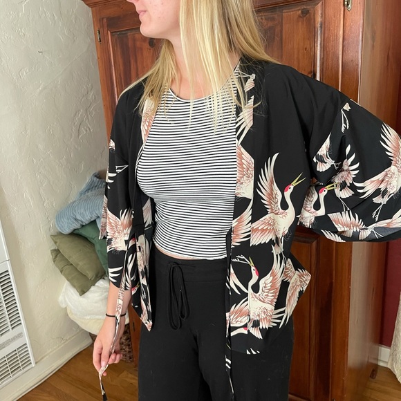 Unisex crane bird kimono top - Picture 5 of 5